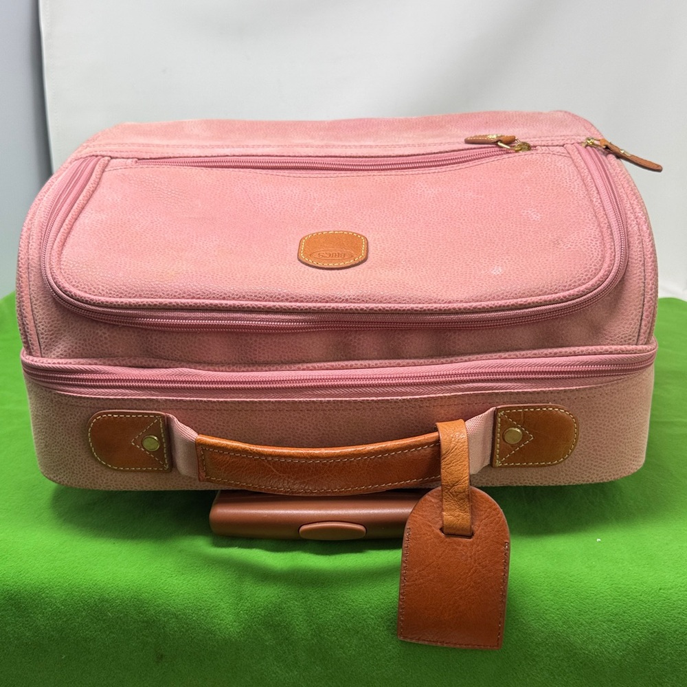 Bric's Pink Pebbled Suede Rolling Luggage Bag - Picture 6 of 15